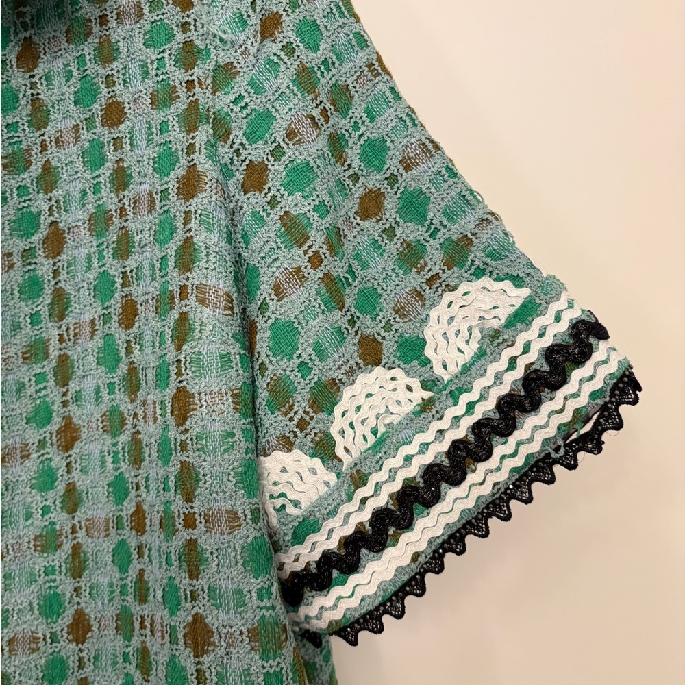 English Factory Tweed Mini Shirt Dress With Ric Rac Trim - Picture 7 of 7
